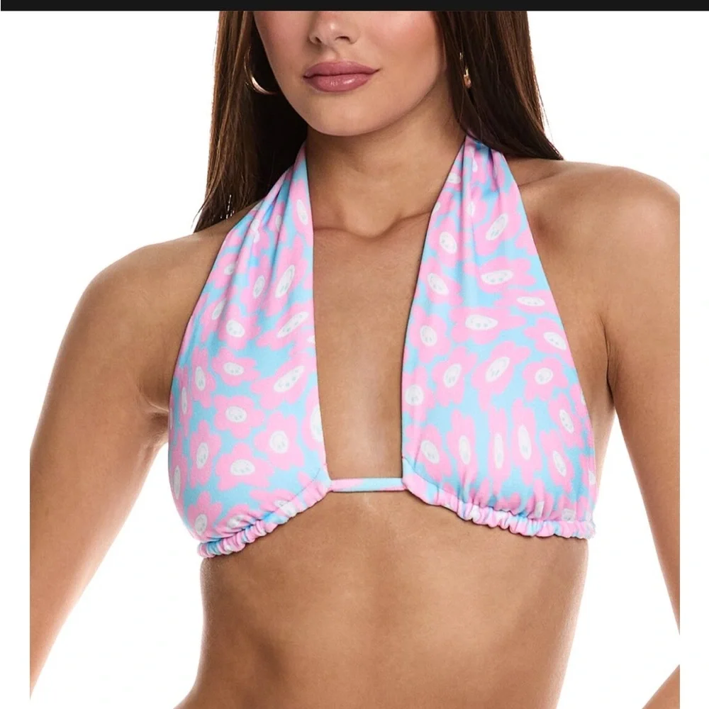 NWT Frankies Bikinis Serotonin Bash crossover halter neck bikini top size large
